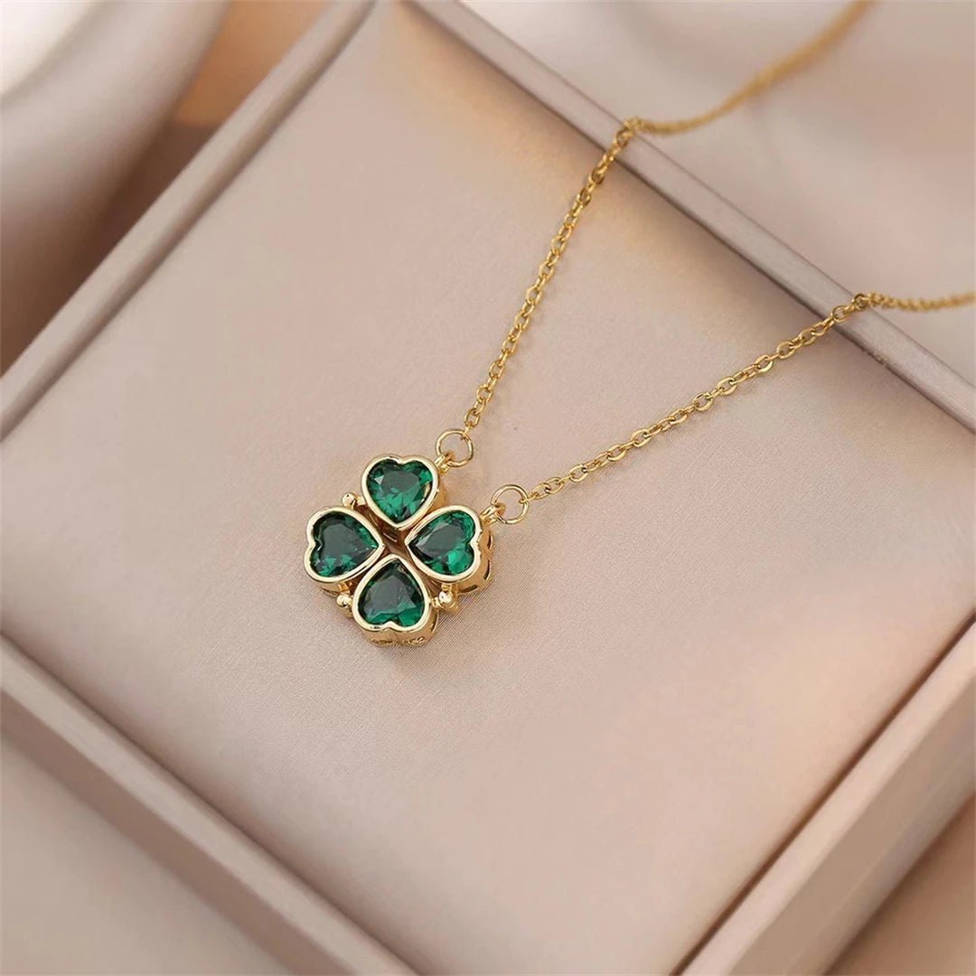 🖤 Collier Rétro Gothique avec Pendentif Trèfle & Cœur 🖤 - deslyshopping