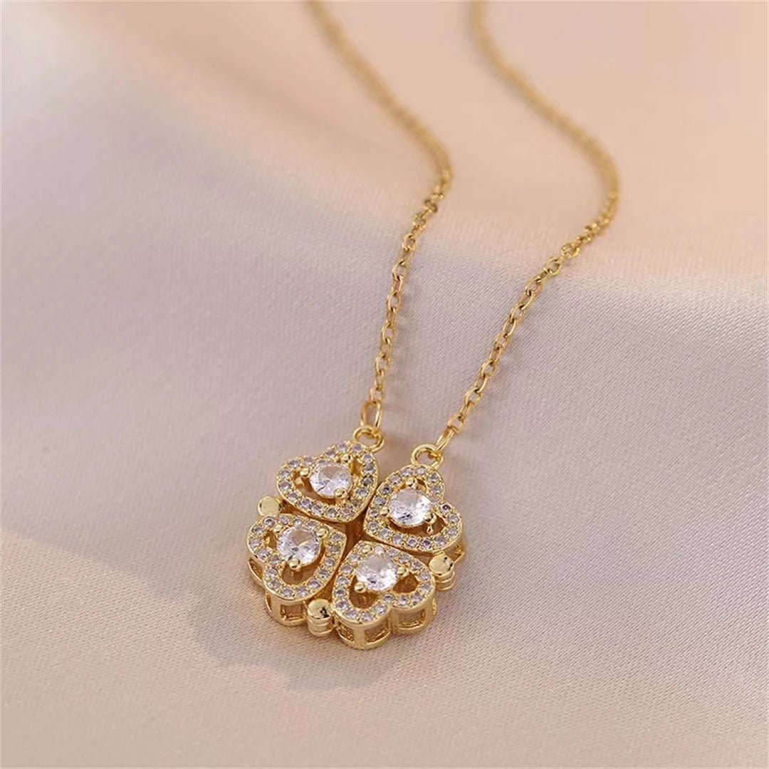 🖤 Collier Rétro Gothique avec Pendentif Trèfle & Cœur 🖤 - deslyshopping