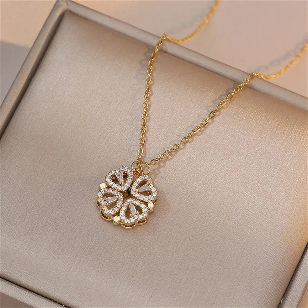 🖤 Collier Rétro Gothique avec Pendentif Trèfle & Cœur 🖤 - deslyshopping