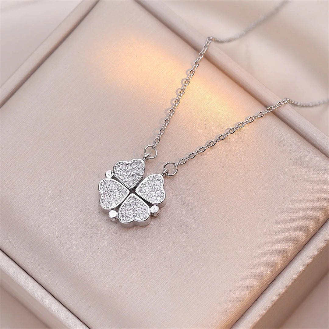 🖤 Collier Rétro Gothique avec Pendentif Trèfle & Cœur 🖤 - deslyshopping