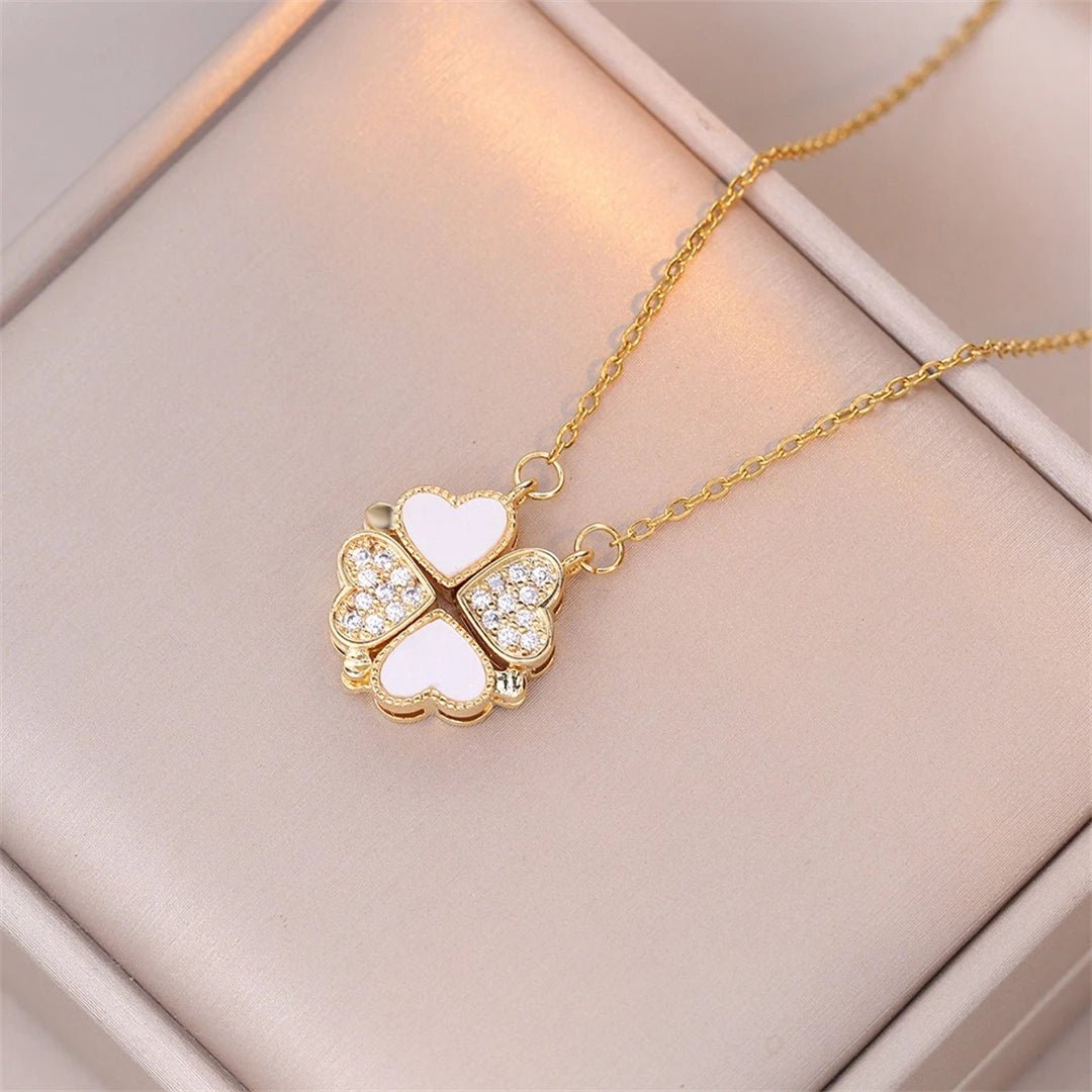 🖤 Collier Rétro Gothique avec Pendentif Trèfle & Cœur 🖤 - deslyshopping