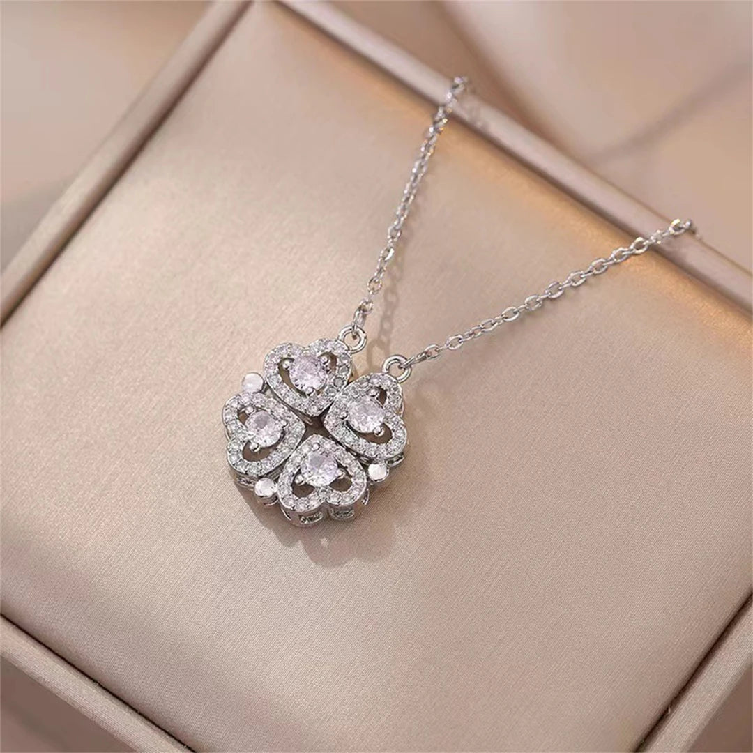🖤 Collier Rétro Gothique avec Pendentif Trèfle & Cœur 🖤 - deslyshopping
