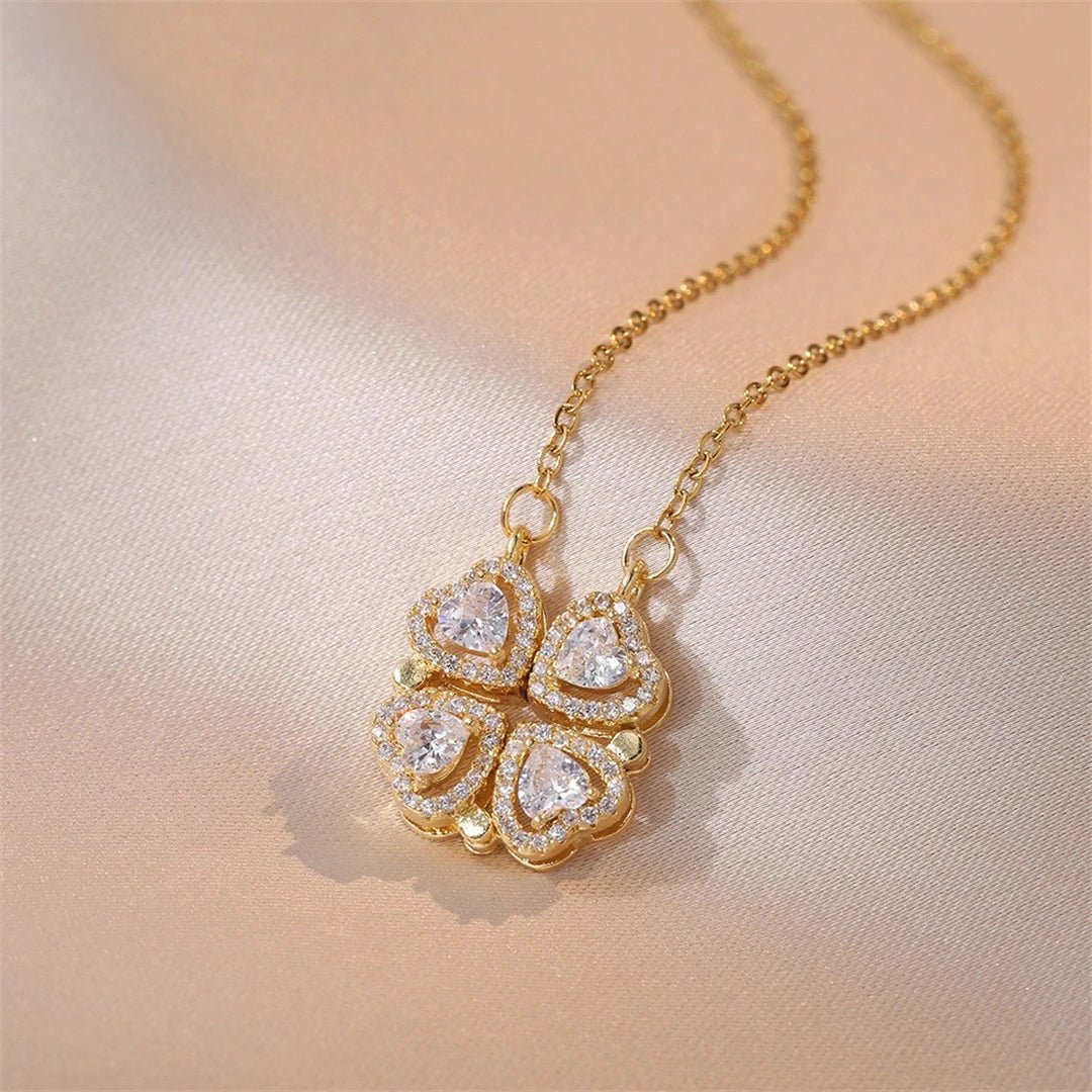 🖤 Collier Rétro Gothique avec Pendentif Trèfle & Cœur 🖤 - deslyshopping