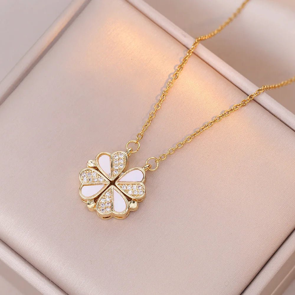 🖤 Collier Rétro Gothique avec Pendentif Trèfle & Cœur 🖤 - deslyshopping