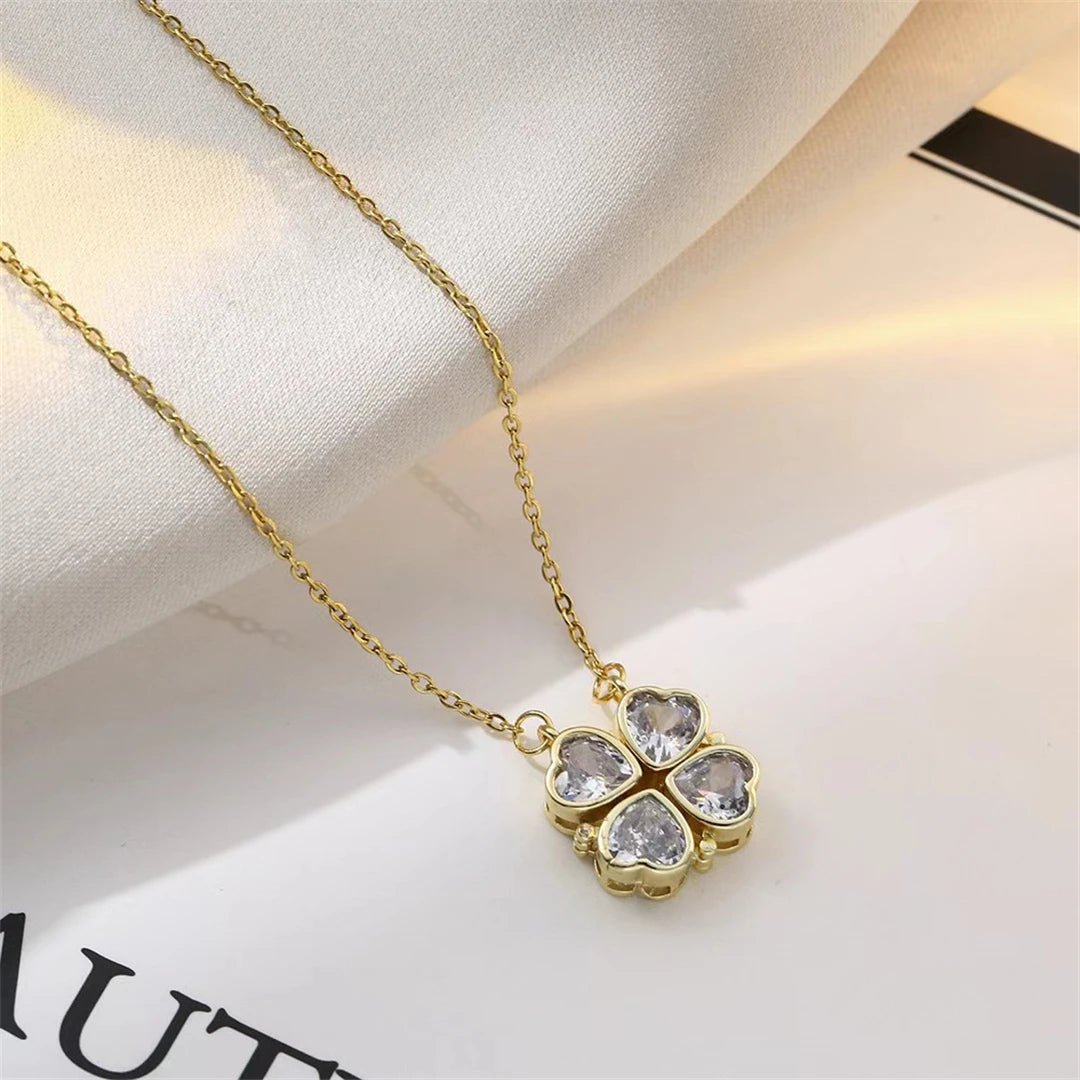 🖤 Collier Rétro Gothique avec Pendentif Trèfle & Cœur 🖤 - deslyshopping
