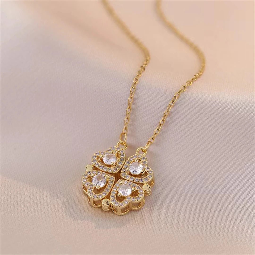 🖤 Collier Rétro Gothique avec Pendentif Trèfle & Cœur 🖤 - deslyshopping