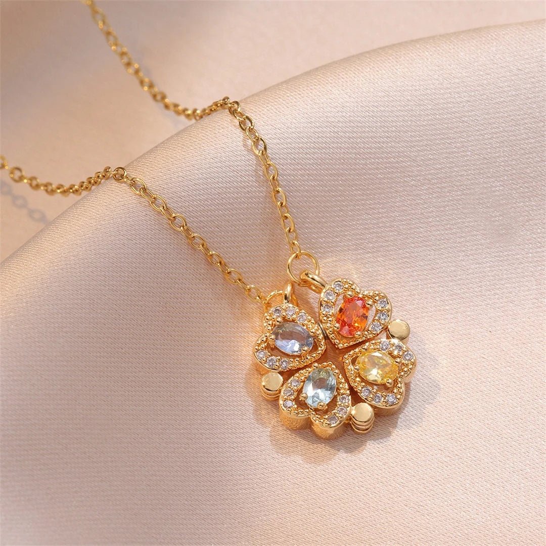 🖤 Collier Rétro Gothique avec Pendentif Trèfle & Cœur 🖤 - deslyshopping