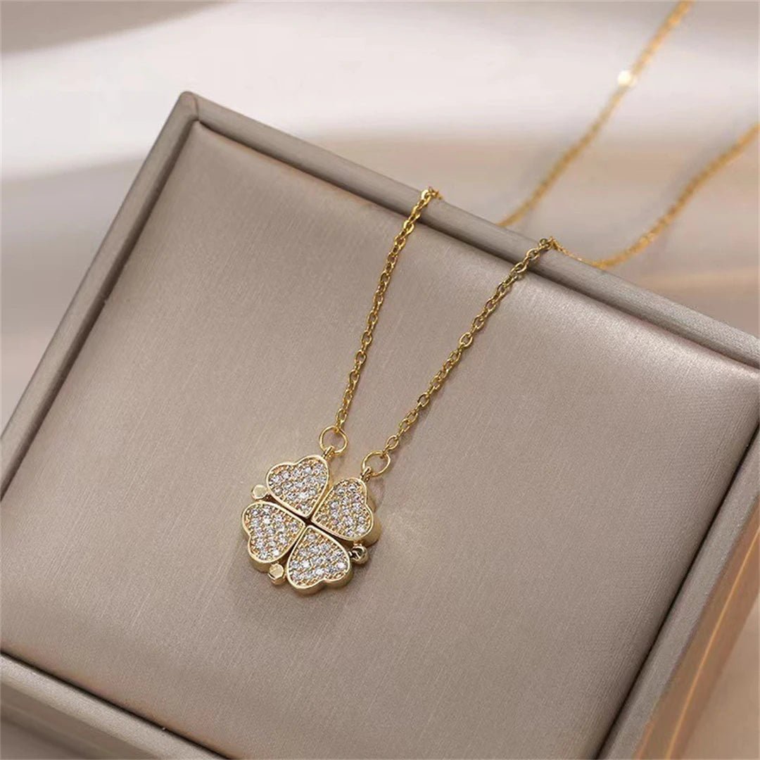 🖤 Collier Rétro Gothique avec Pendentif Trèfle & Cœur 🖤 - deslyshopping