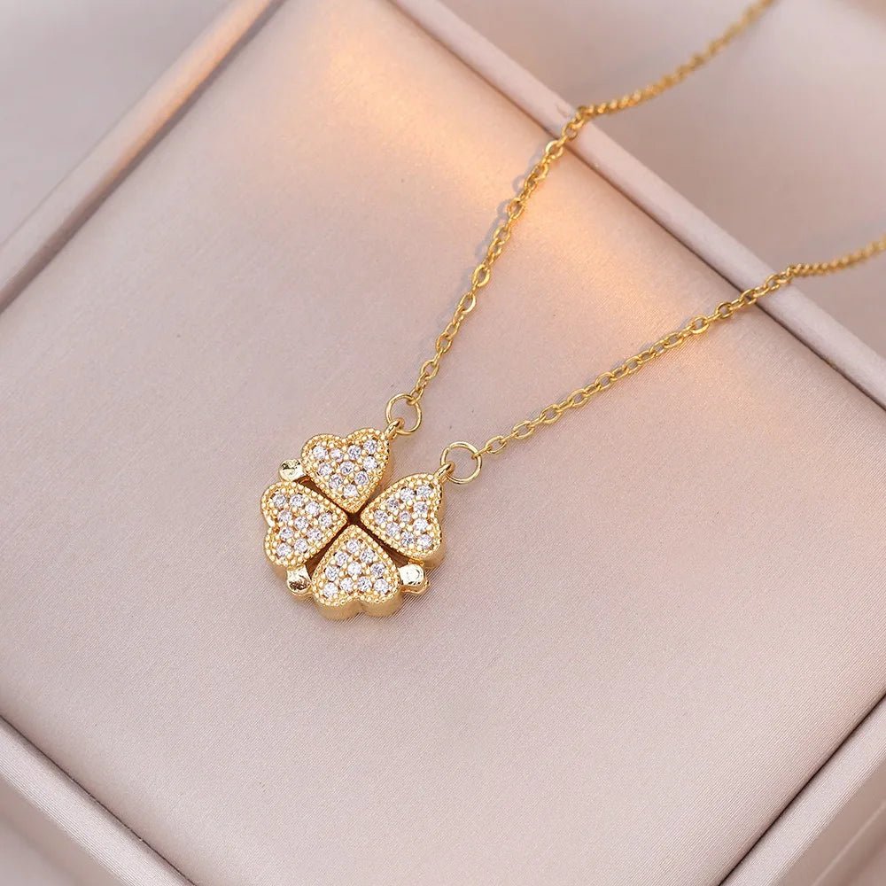 🖤 Collier Rétro Gothique avec Pendentif Trèfle & Cœur 🖤 - deslyshopping