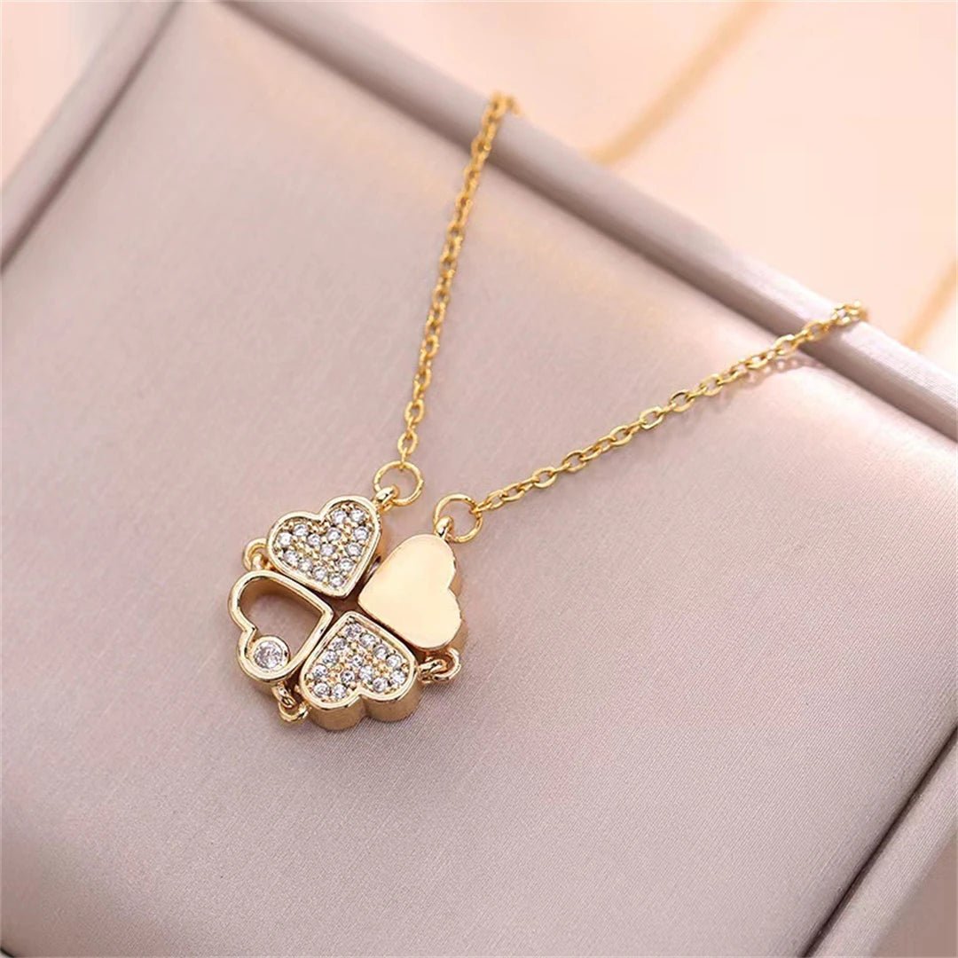 🖤 Collier Rétro Gothique avec Pendentif Trèfle & Cœur 🖤 - deslyshopping