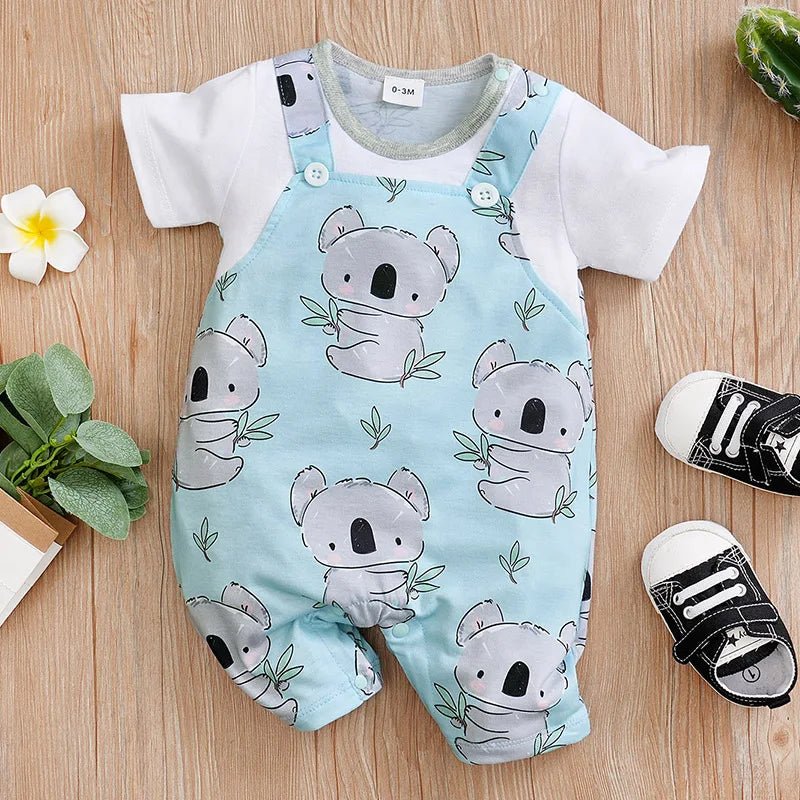 🌞👶 Combinaison d'été pour nouveau - né, imprimé koala bleu 🐨 - deslyshopping