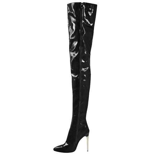 Cuissardes en Cuir Verni – Talons Hauts & Look Glamour - deslyshopping