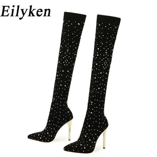 ✨ Eilyken Cuissardes Femme Sexy Runway Cristaux - deslyshopping