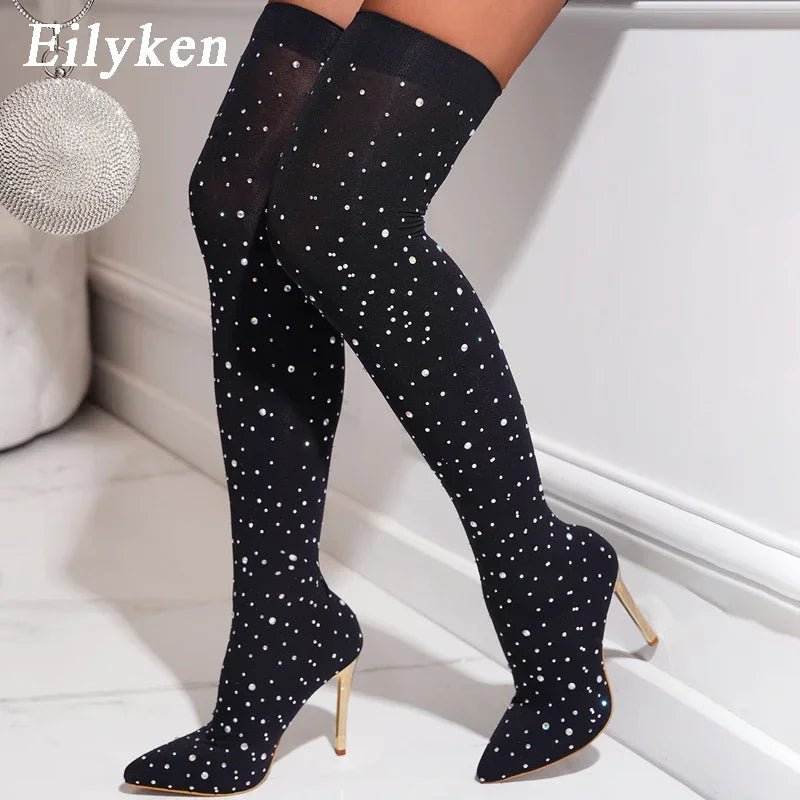 ✨ Eilyken Cuissardes Femme Sexy Runway Cristaux - deslyshopping