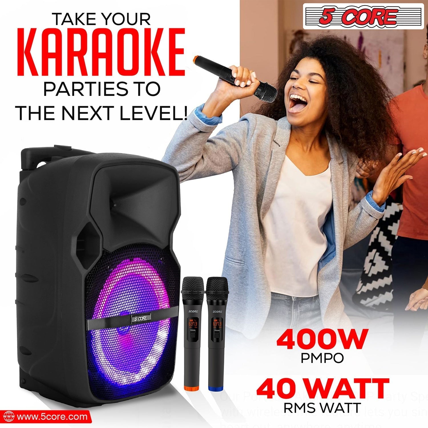 🎶 Enceinte Portable Bluetooth PA 5Core 10 Pouces - deslyshopping