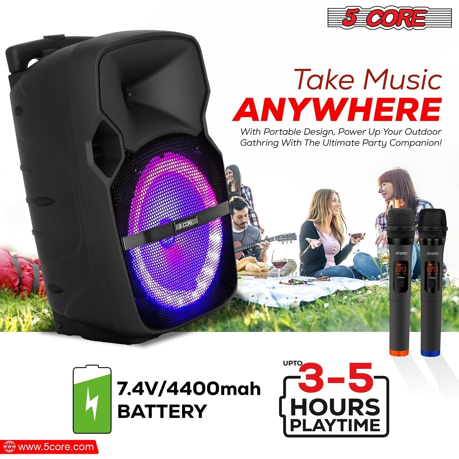 🎶 Enceinte Portable Bluetooth PA 5Core 10 Pouces - deslyshopping