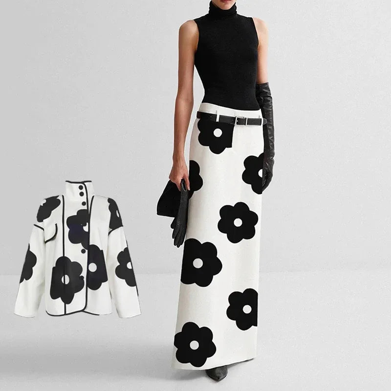Ensemble Manteau et Jupe Imprimé Floral - deslyshopping