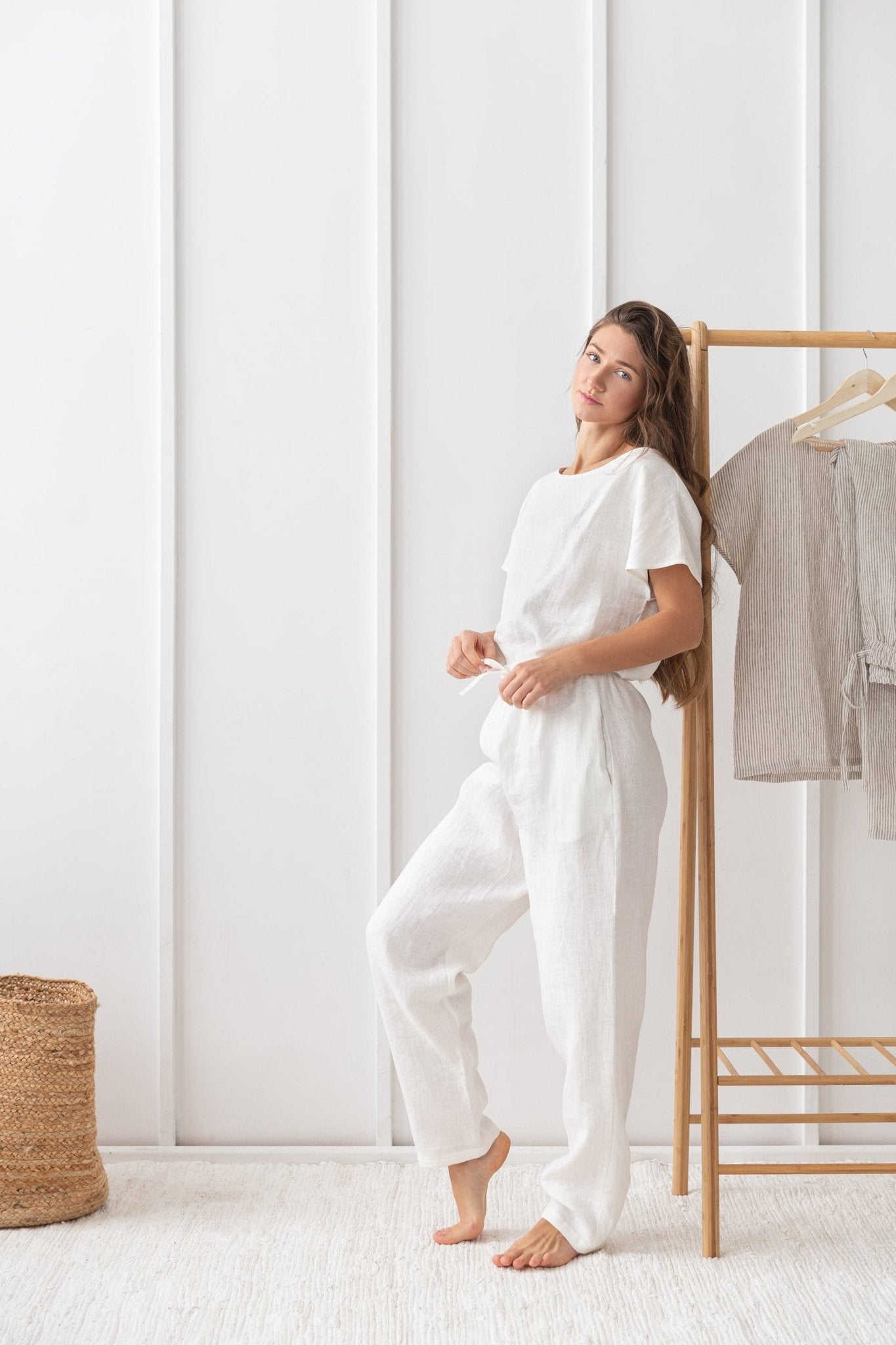 Ensemble pyjama en lin blanc - deslyshopping