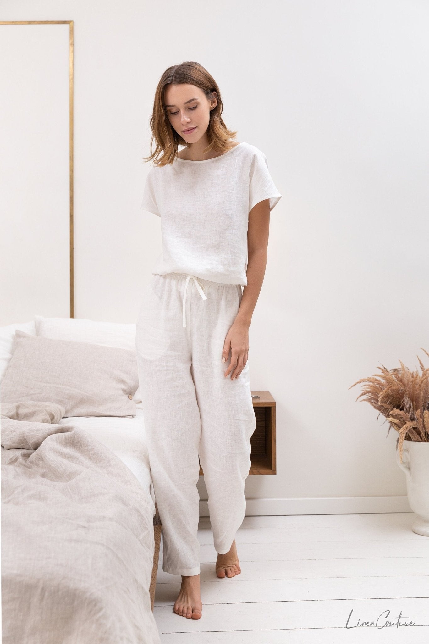Ensemble pyjama en lin blanc - deslyshopping