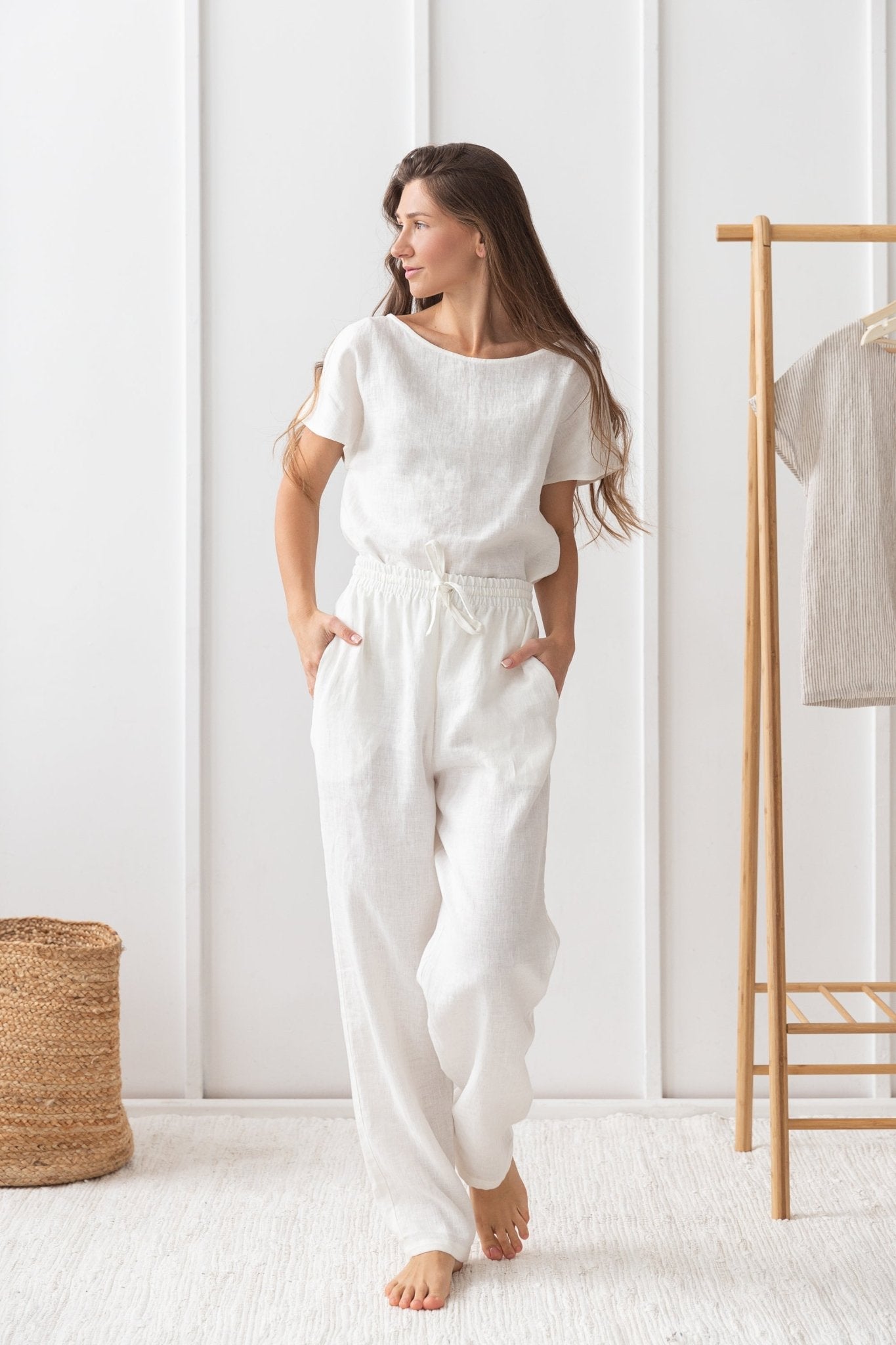 Ensemble pyjama en lin blanc - deslyshopping