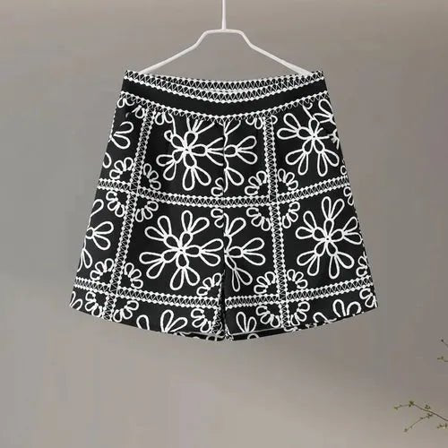 Ensemble Veste et Short Imprimé Manches Lanternes - deslyshopping
