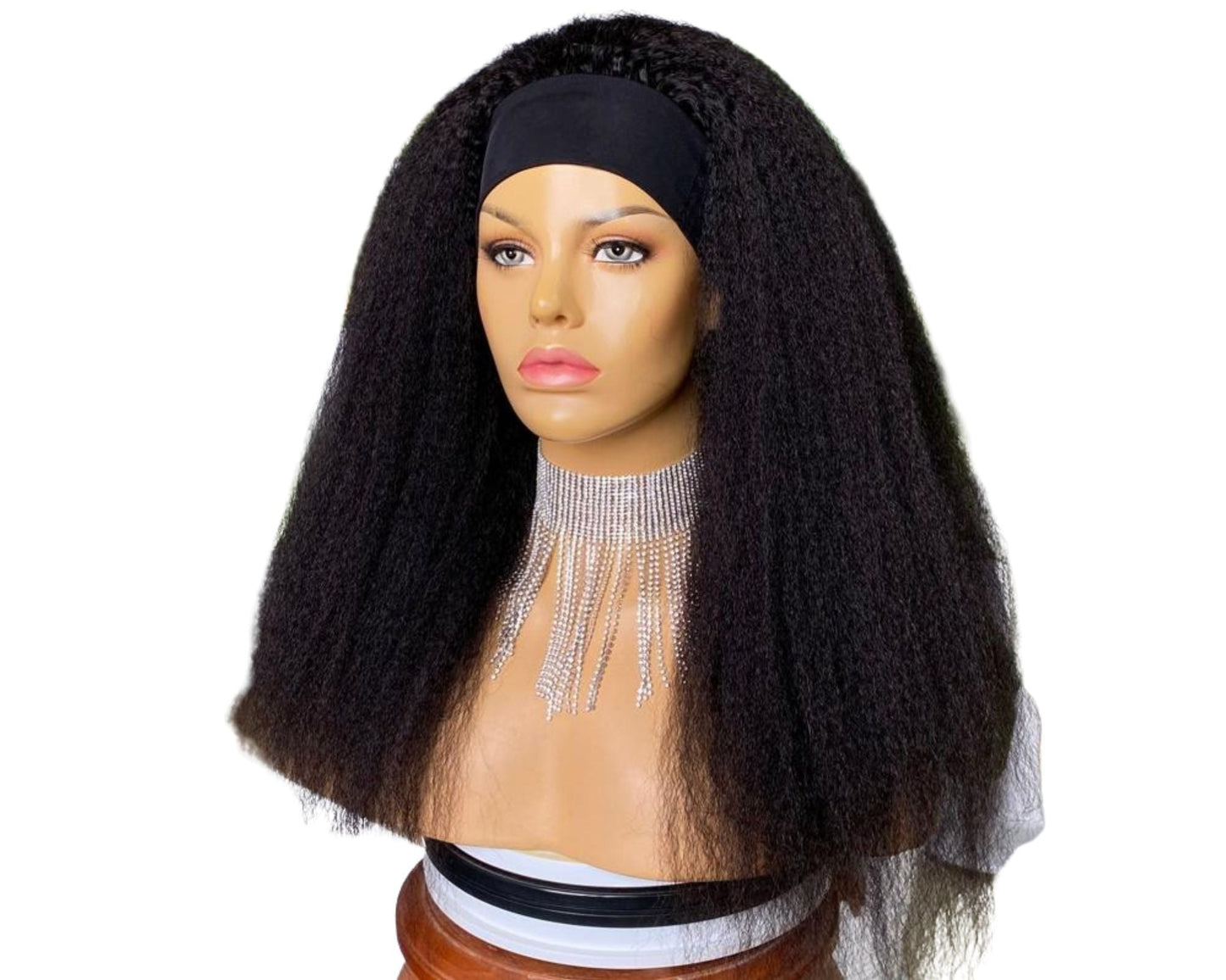 Headband Wig Kinky Straight Human Hair Scarf Wig No GLUE Easy Wear - deslyshopping
