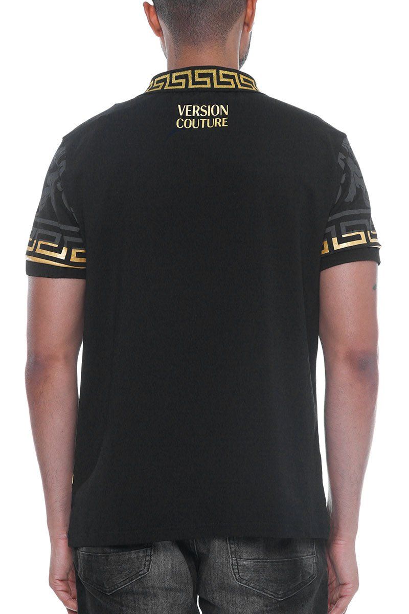 Italian Print Collared Polo Shirt - deslyshopping