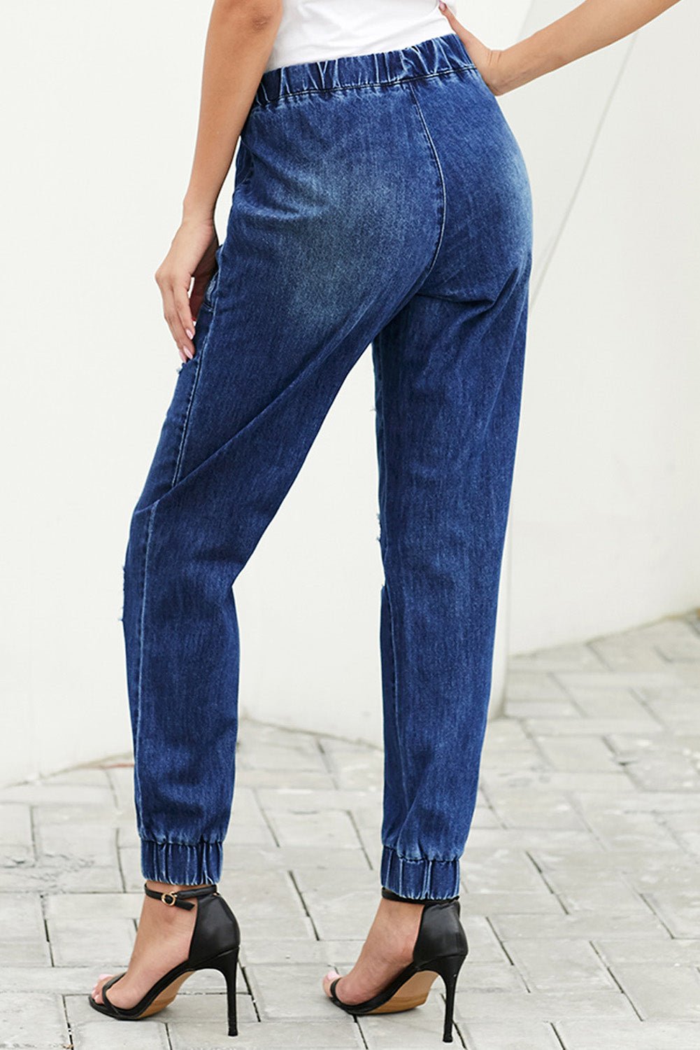 Jeans Bleu Vieilli, Poches & Cordon de Serrage 🔥👖 - deslyshopping