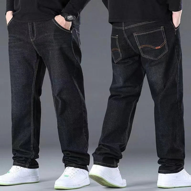 Jeans Homme Oversize Noir Bleu – Coupe Lâche Grande Taille - deslyshopping