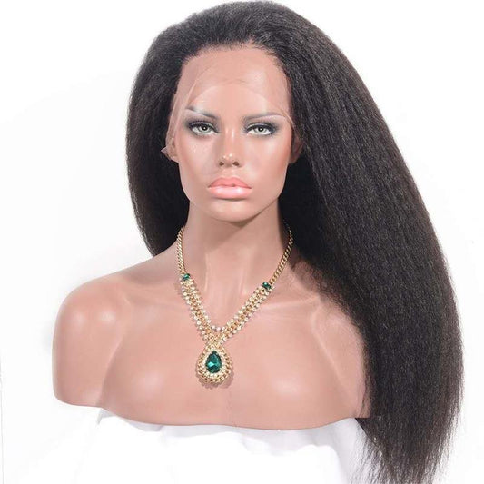 Kinky Straight 13x6 Transparent Lace Frontal Brazilian Human Hair Wigs - deslyshopping