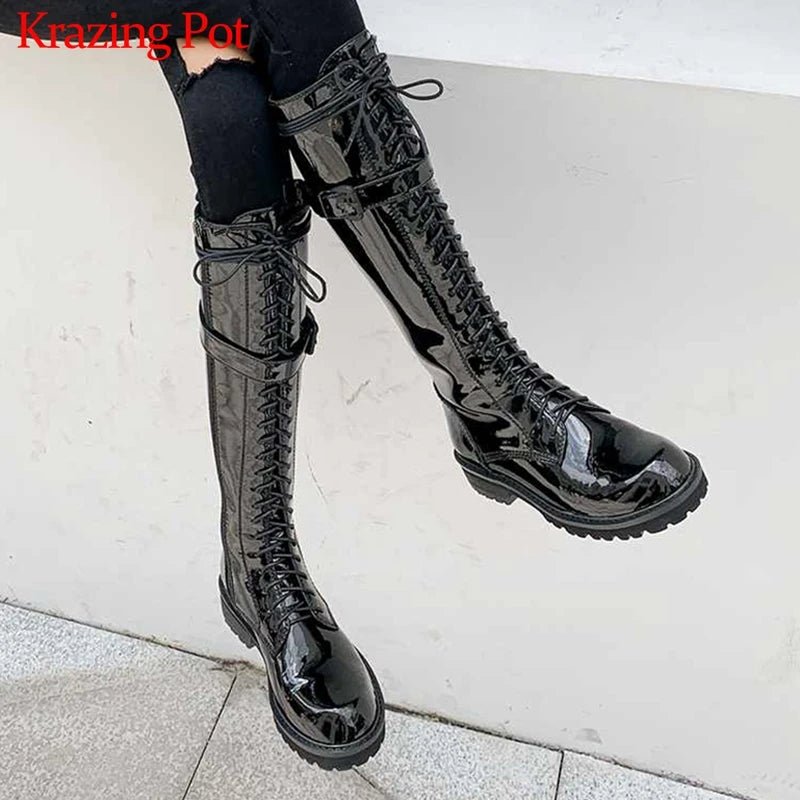 🔥 Krazing Pot – Bottines Femme Cuir Verni Bout Rond - deslyshopping