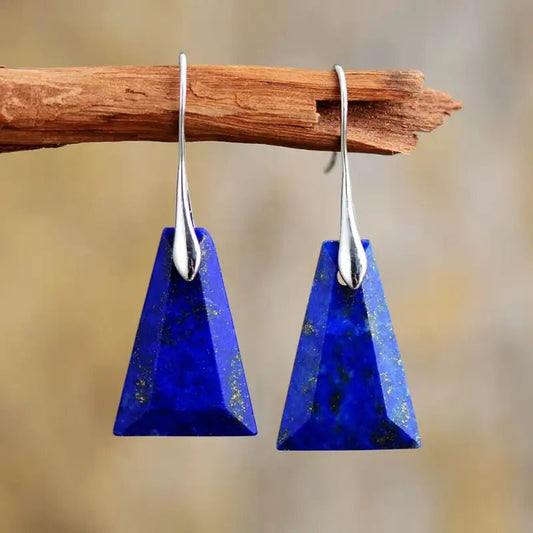 Lapis Lazuli Trapezoid Drop Earrings - deslyshopping