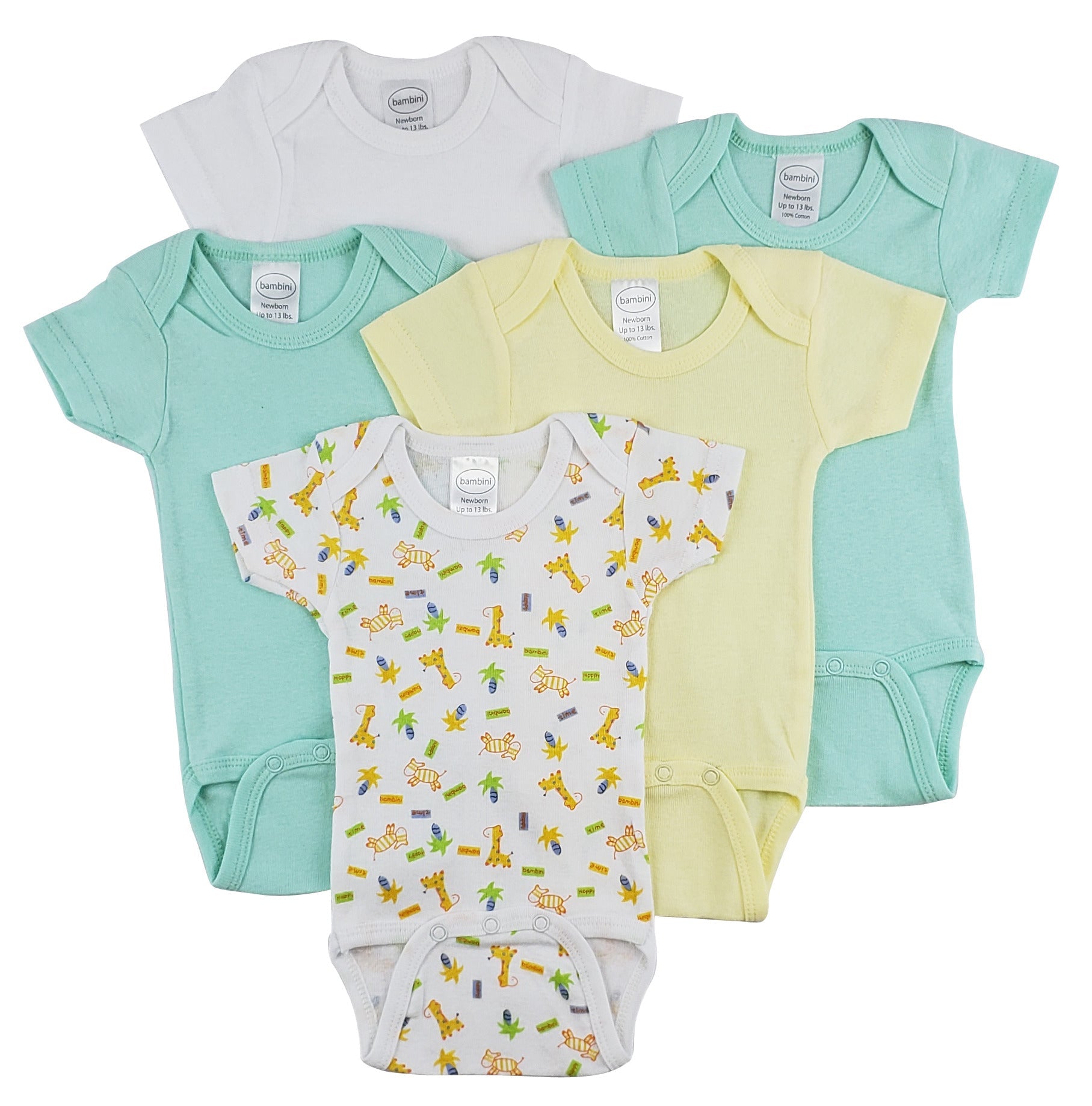 Lot de 5 Combinaisons à Manches Courtes pour Bébé - 100 % Coton - deslyshopping
