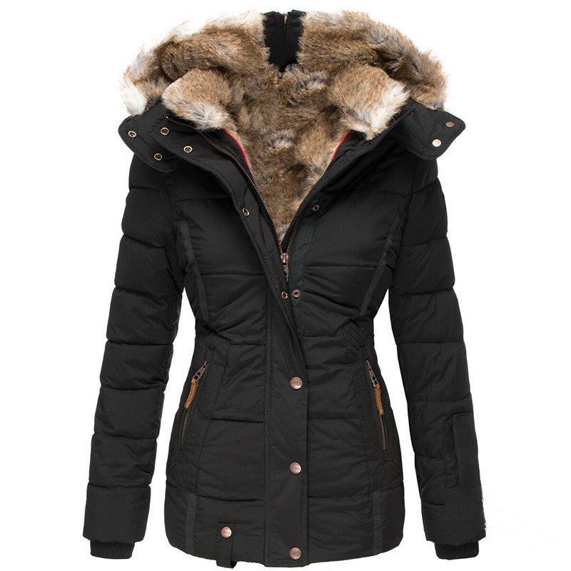 ❄️ Manteau Slim en Coton à Col Fourrure – Élégant & Chaud pour l’Hiver - deslyshopping