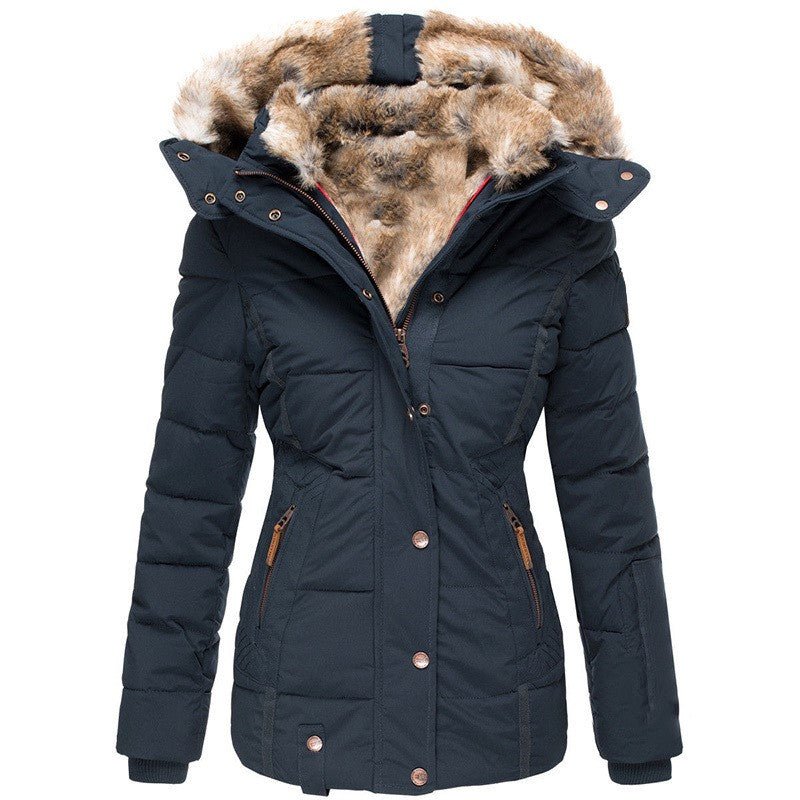 ❄️ Manteau Slim en Coton à Col Fourrure – Élégant & Chaud pour l’Hiver - deslyshopping