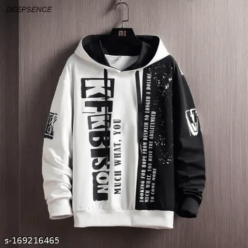 Mens BLACK & WHITE Hoodies - deslyshopping