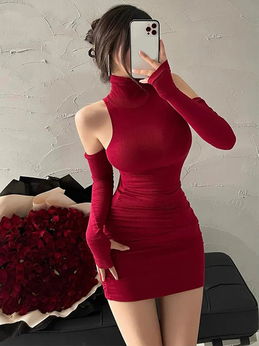 Mini - Robe Plissée Sans Manches à Col Haut - deslyshopping