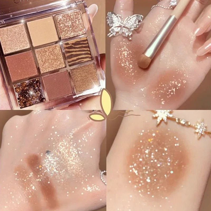 Palette de 9 fards à paupières mats et scintillants - deslyshopping