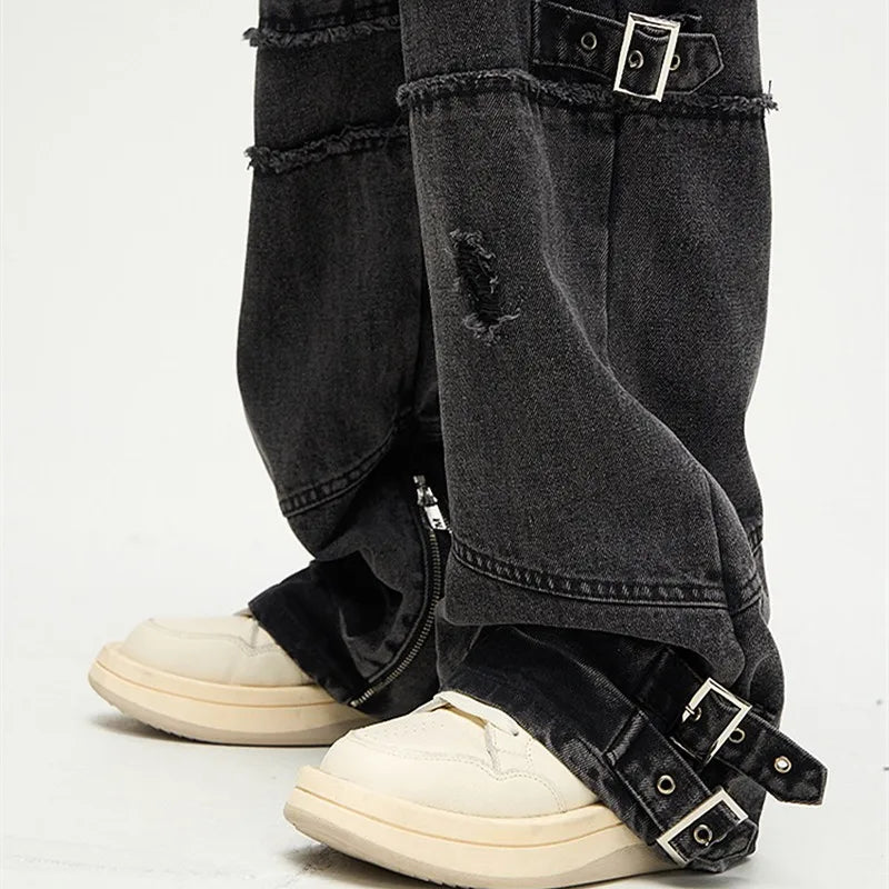 👖 Pantalon Cargo en Jean Déchiré Kanye - deslyshopping