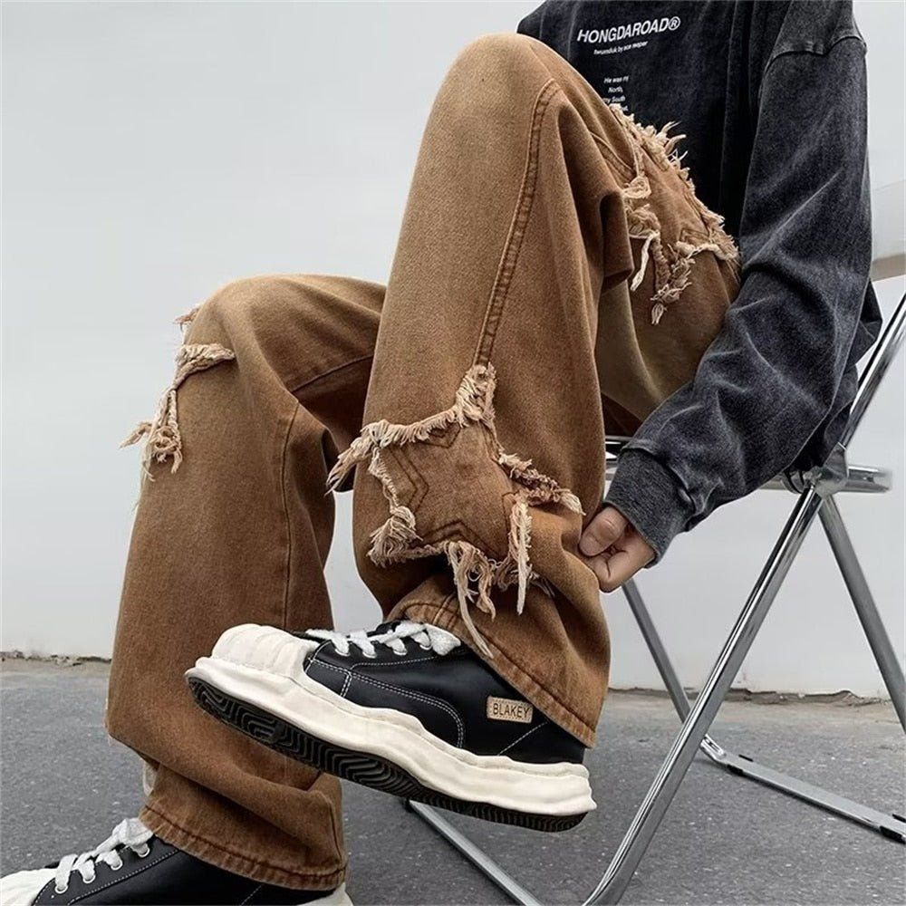 Pantalon Droit Marron Fashion Stars 2023 - deslyshopping