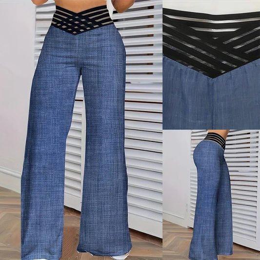 Pantalon Évasé à Jambes Larges - deslyshopping