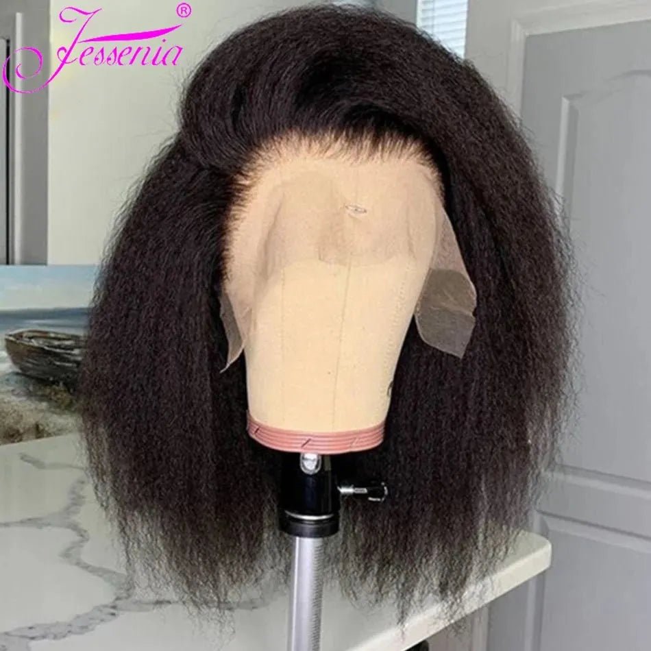 Perruque Bob courte crépue lisse 100% cheveux humains - deslyshopping