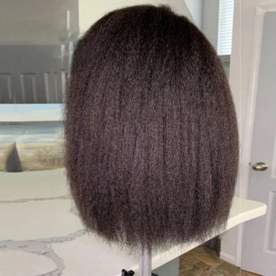 Perruque Bob courte crépue lisse 100% cheveux humains - deslyshopping