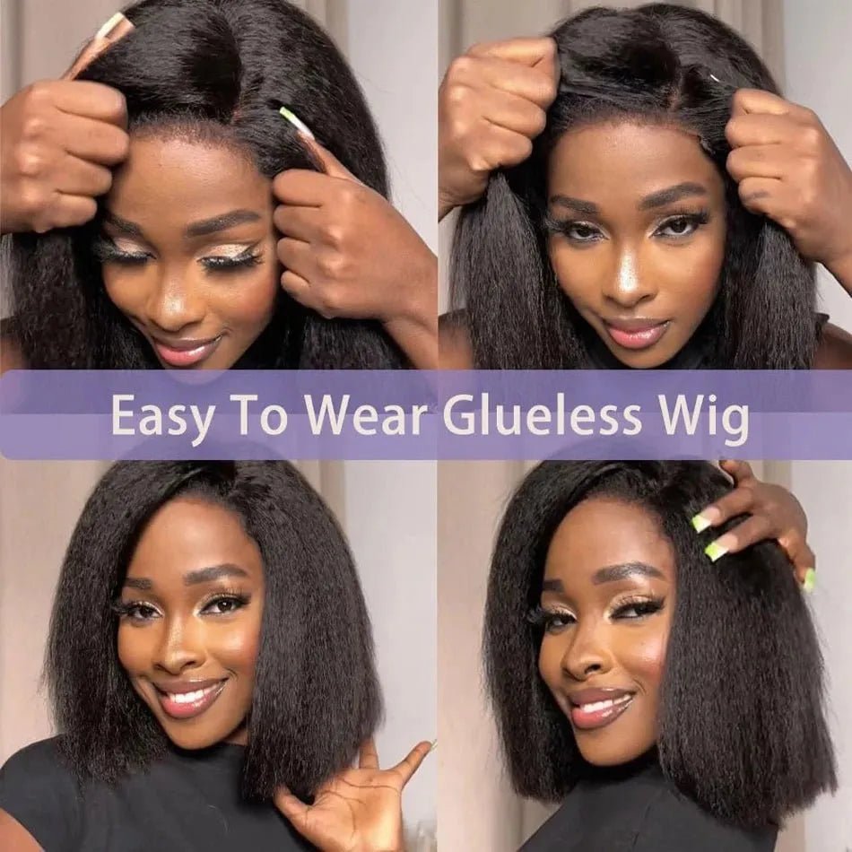 Perruque Bob courte crépue lisse 100% cheveux humains - deslyshopping