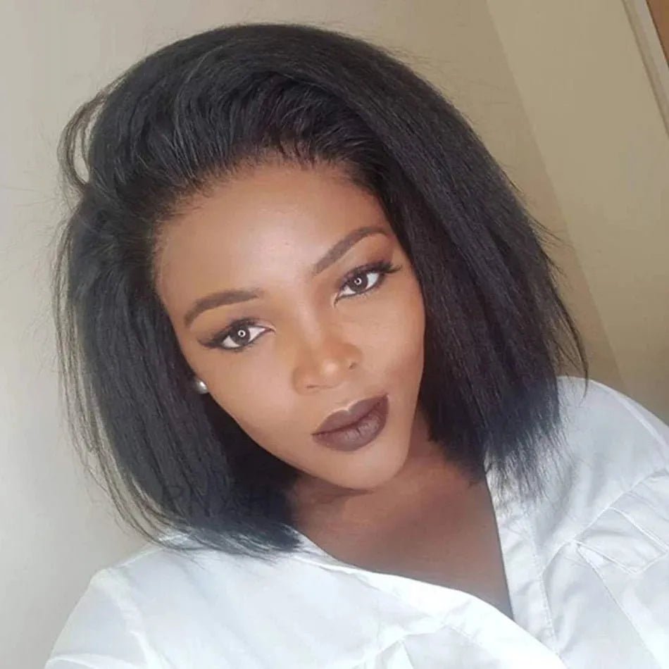 Perruque Bob courte crépue lisse 100% cheveux humains - deslyshopping