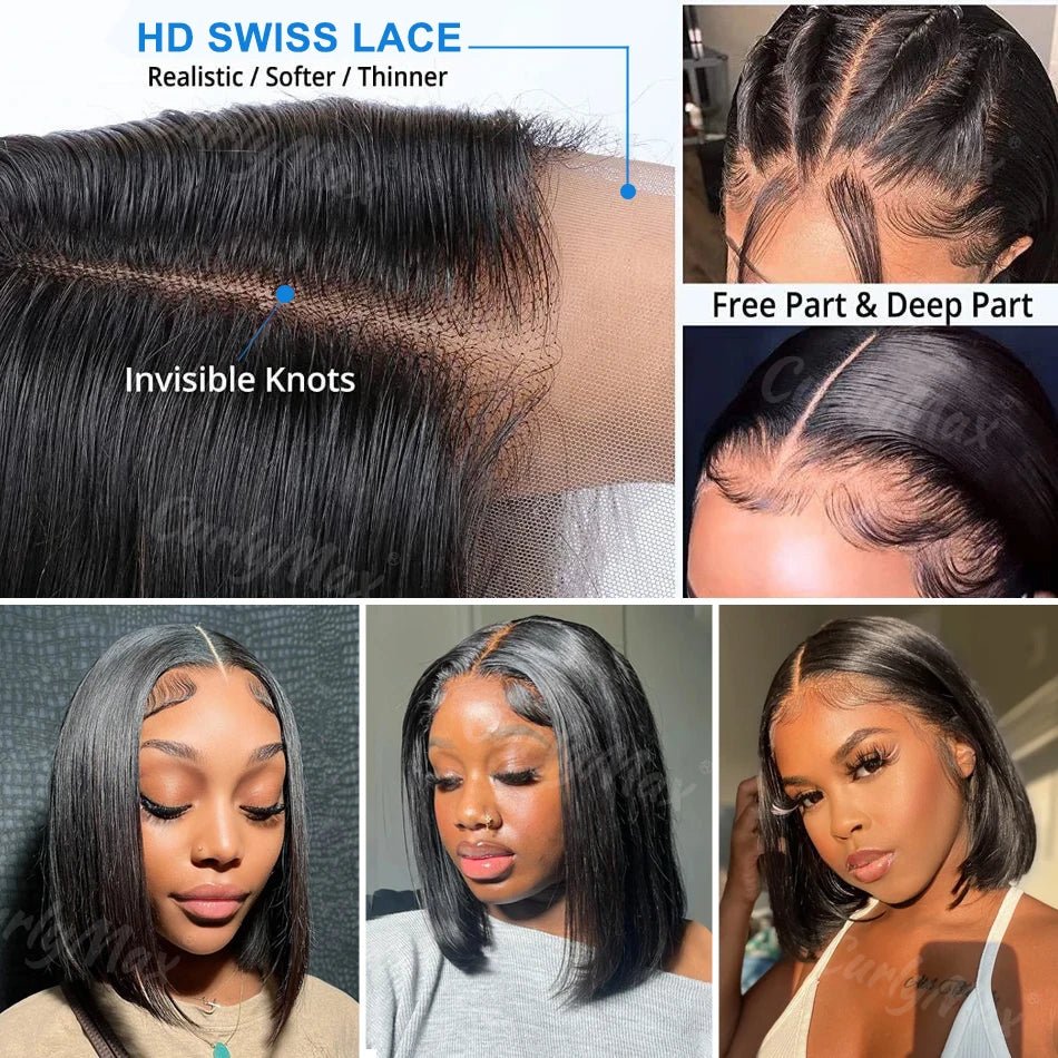 Perruque Bob courte en cheveux humains brésiliens 250 % - deslyshopping
