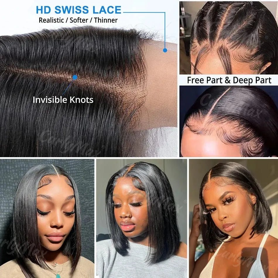 Perruque Bob courte en cheveux humains brésiliens 250 % - deslyshopping