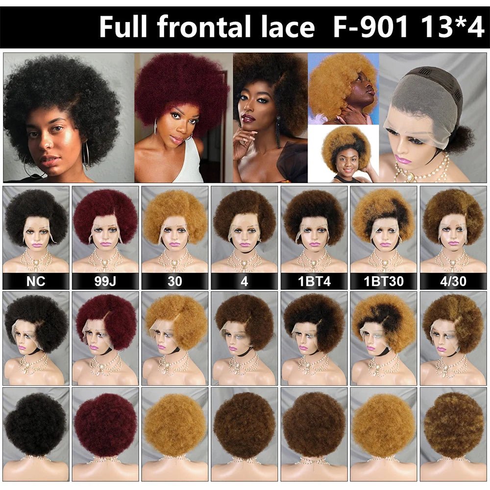 Perruque Courte Bouclée Crépu Afro Bob - deslyshopping