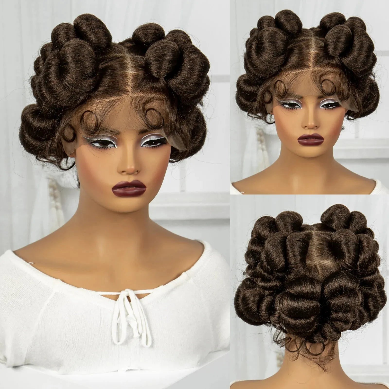 Perruque en dentelle tressée synthétique Bantu - deslyshopping