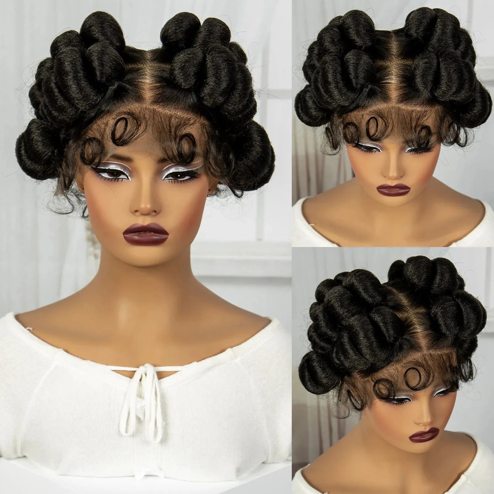 Perruque en dentelle tressée synthétique Bantu - deslyshopping